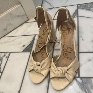 Sam Edelman patent leather cream block heel sandals